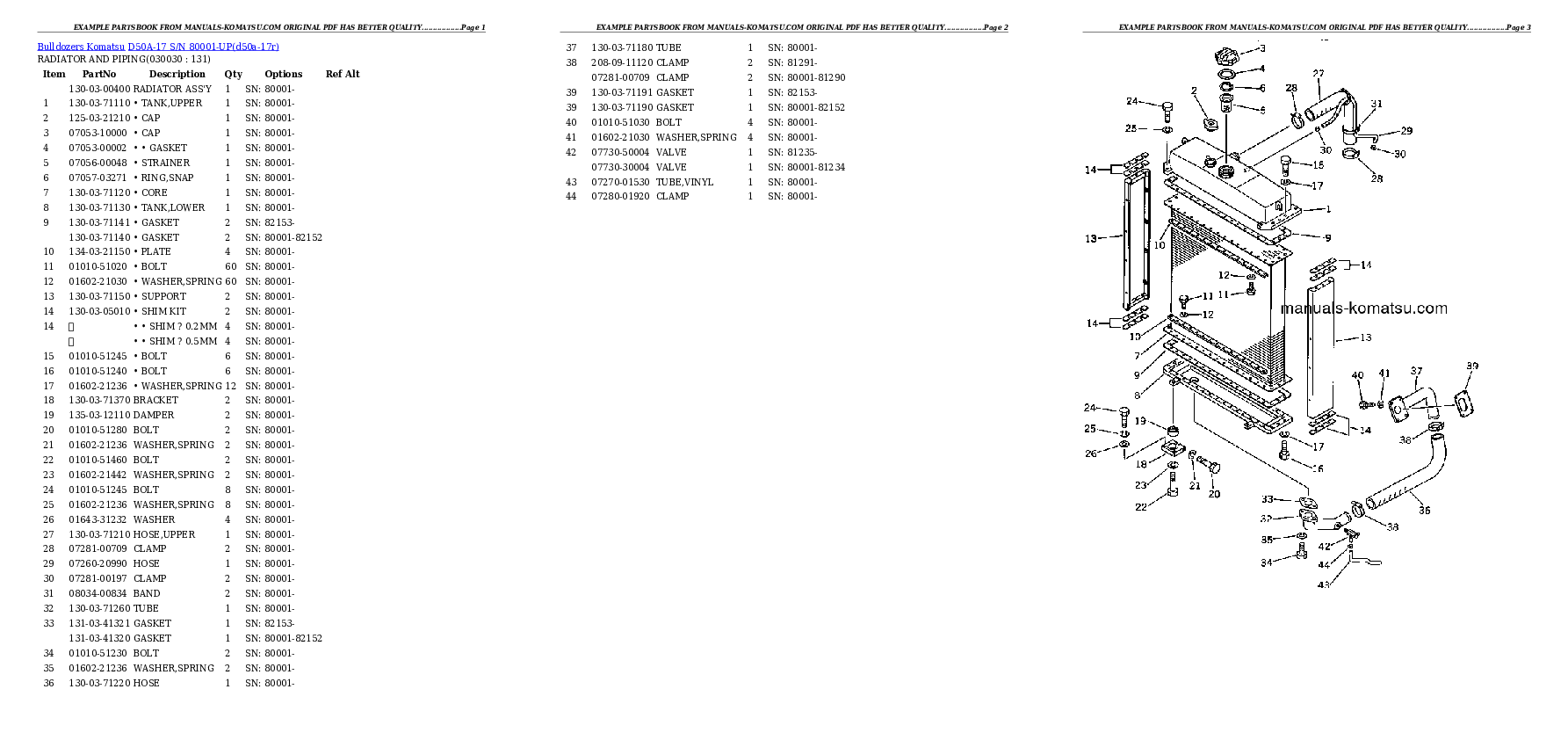 D50A-17 S/N 80001-UP Partsbook