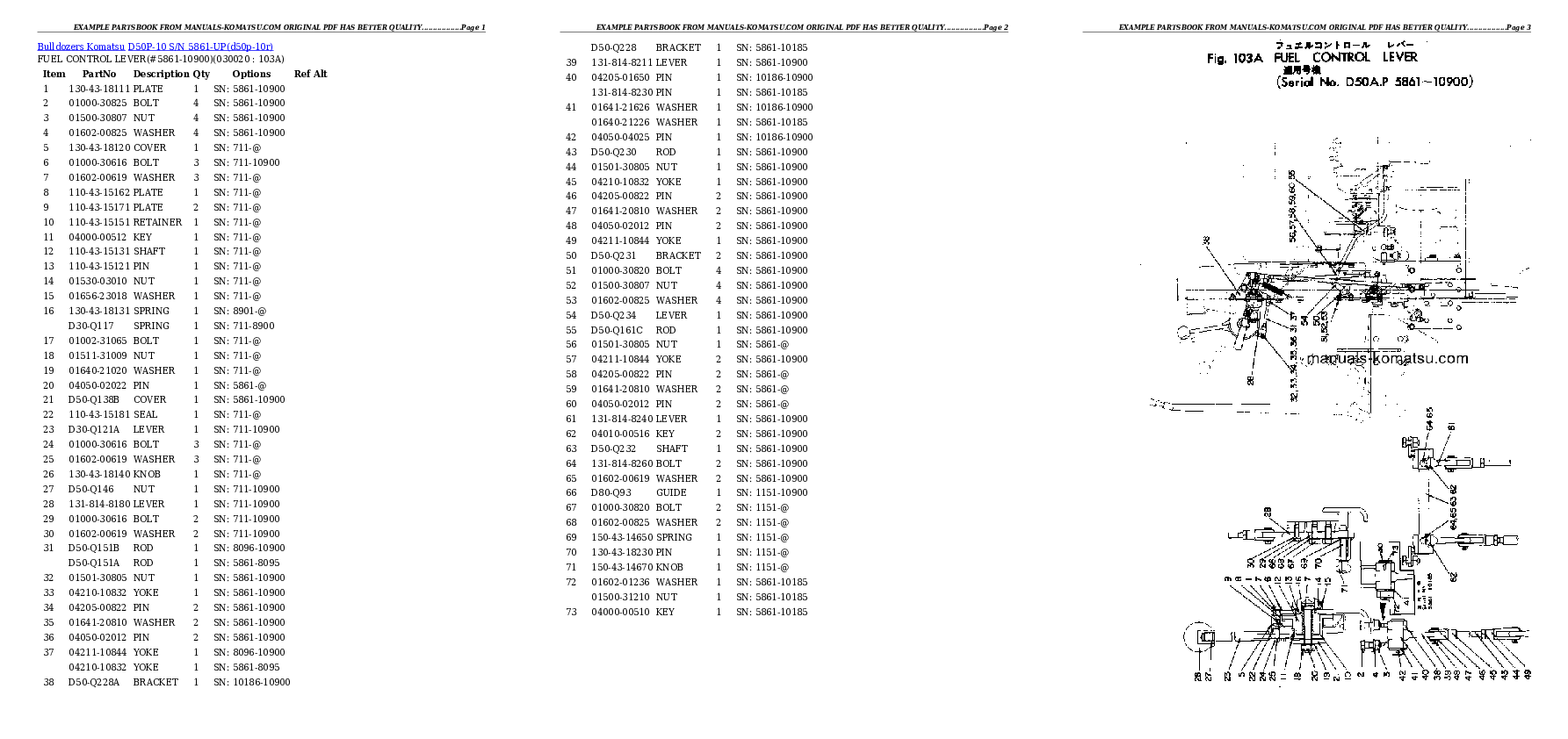 D50P-10 S/N 5861-UP Partsbook