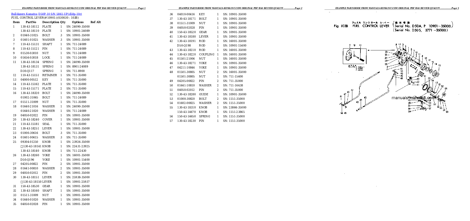 D50P-10 S/N 5861-UP Partsbook