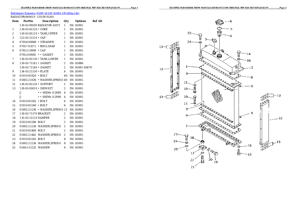 D50P-18 S/N 83001-UP Partsbook