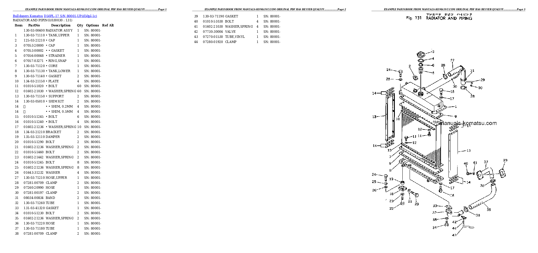 D50PL-17 S/N 80001-UP Partsbook