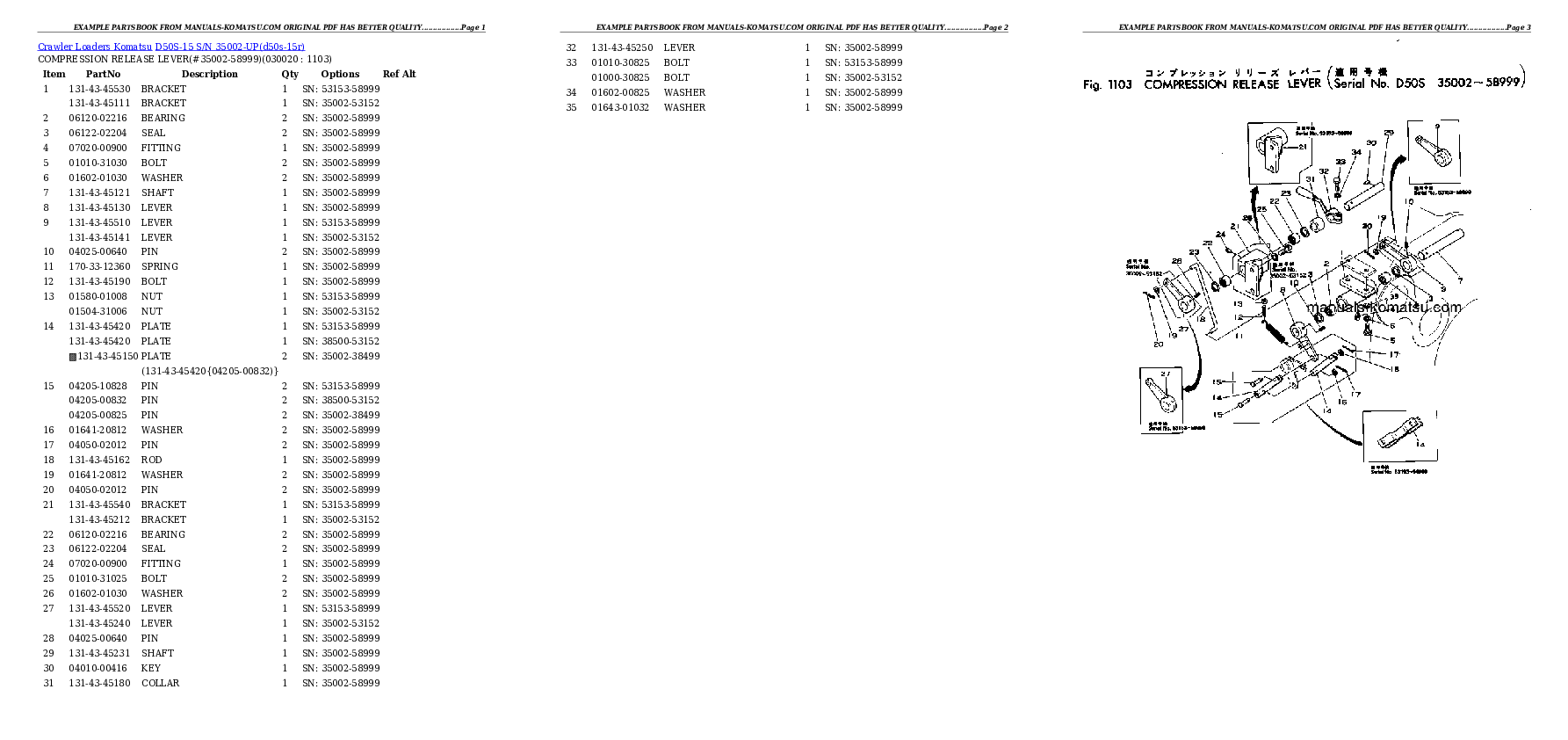 D50S-15 S/N 35002-UP Partsbook