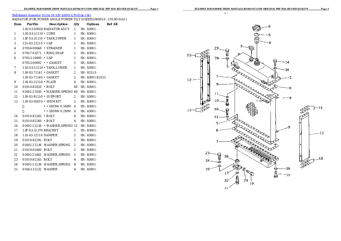 D53A-18 S/N 83001-UP Partsbook