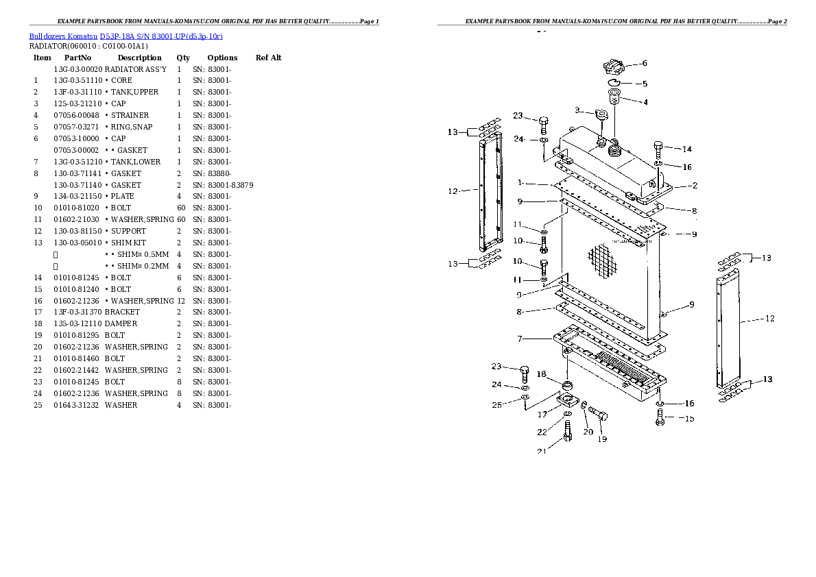 D53P-18A S/N 83001-UP Partsbook
