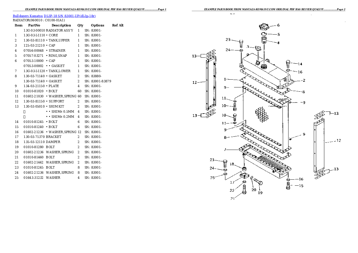 D53P-18 S/N 83001-UP Partsbook