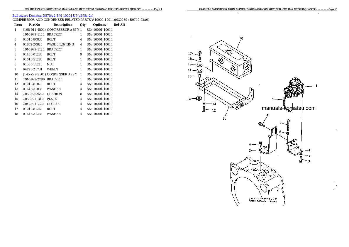 D575A-2 S/N 10001-UP (Super Dozer Spec.) Partsbook