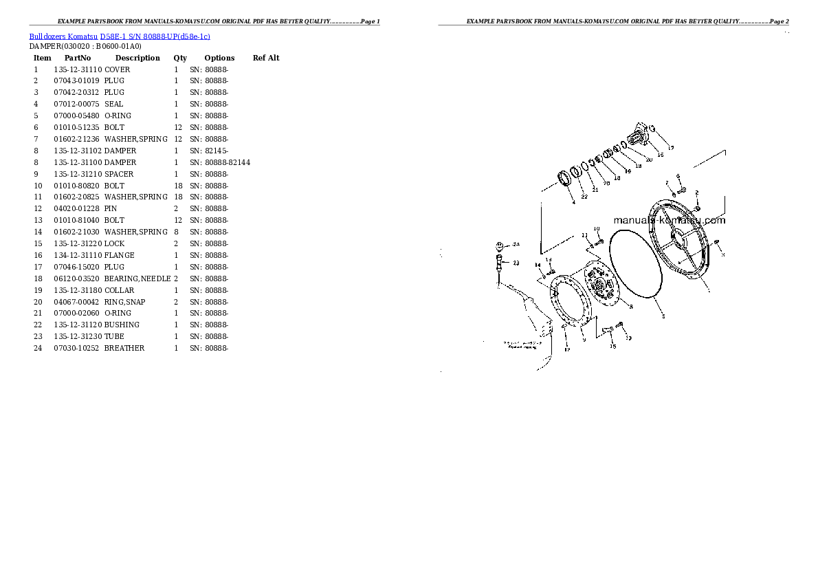 D58E-1 S/N 80888-UP Partsbook