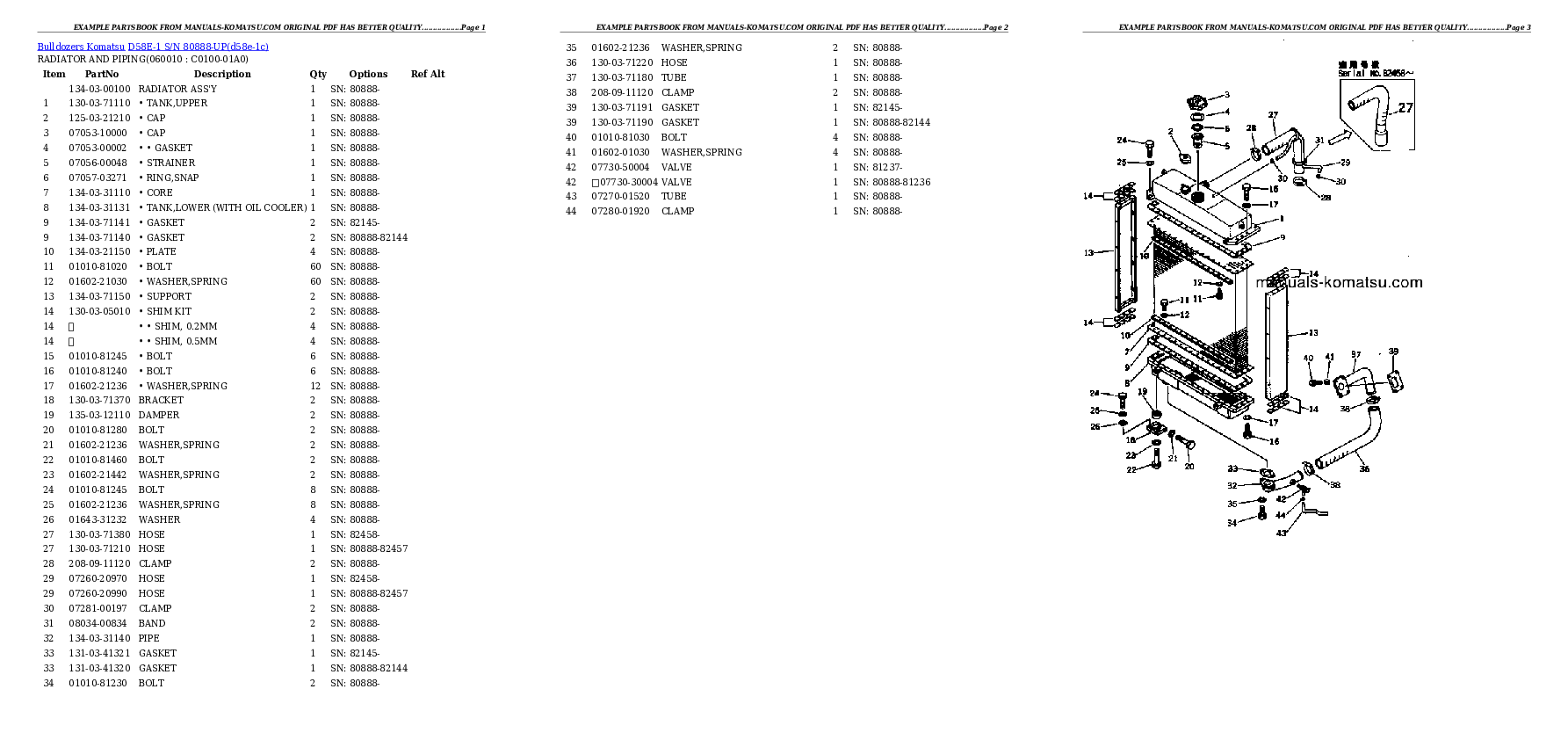 D58E-1 S/N 80888-UP Partsbook