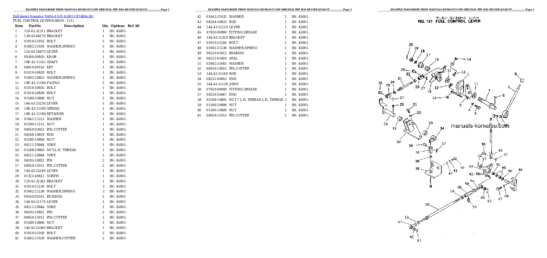 D60A-8 S/N 45001-UP Partsbook