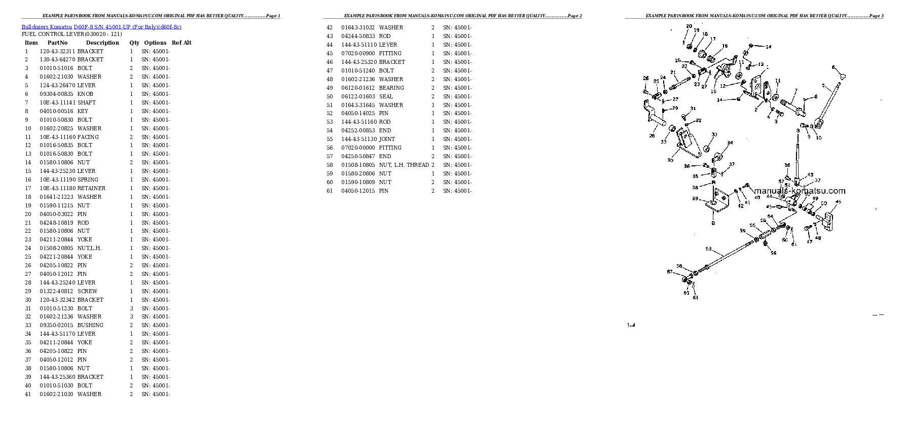 D60F-8 S/N 45001-UP (For Italy) Partsbook