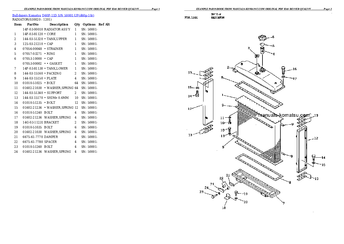 D60P-11D S/N 50001-UP Partsbook