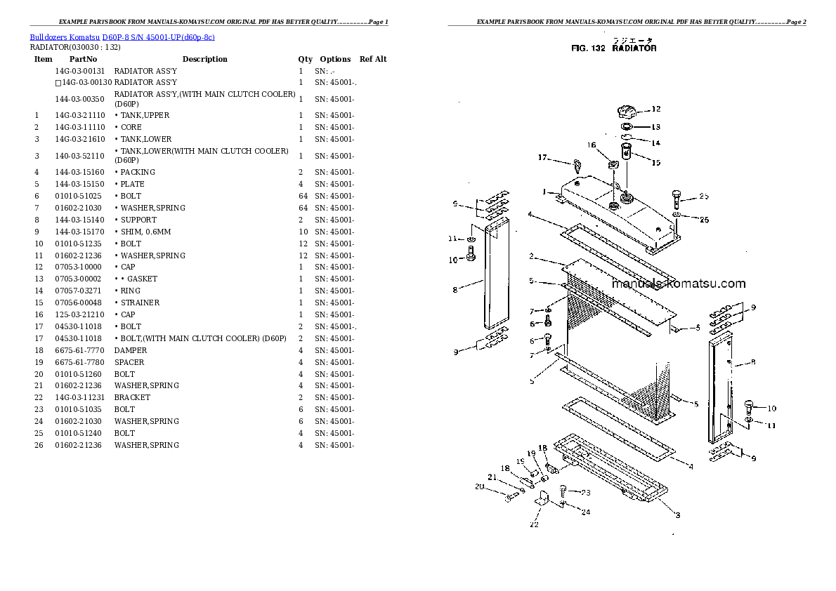 D60P-8 S/N 45001-UP Partsbook