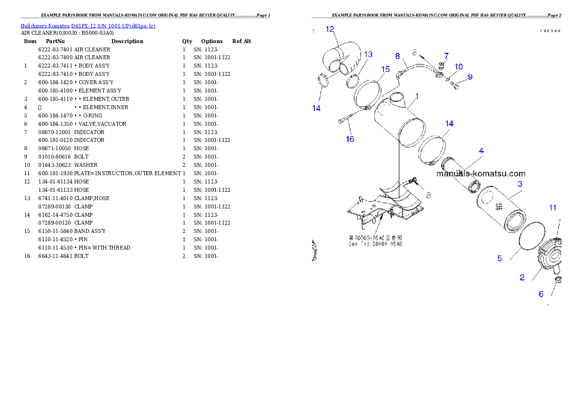 D61PX-12 S/N 1001-UP (Overseas Version) Partsbook