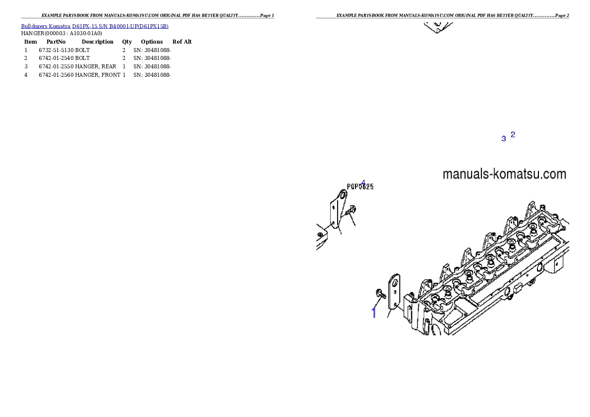 D61PX-15 S/N B40001-UP Partsbook