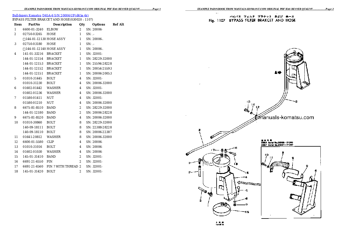 D65A-6 S/N 20006-UP Partsbook