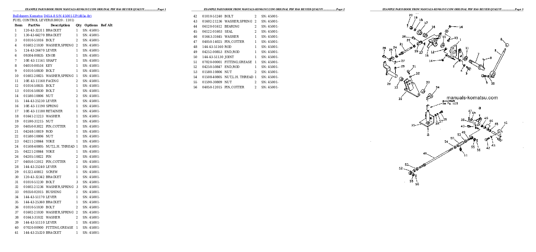 D65A-8 S/N 45001-UP Partsbook