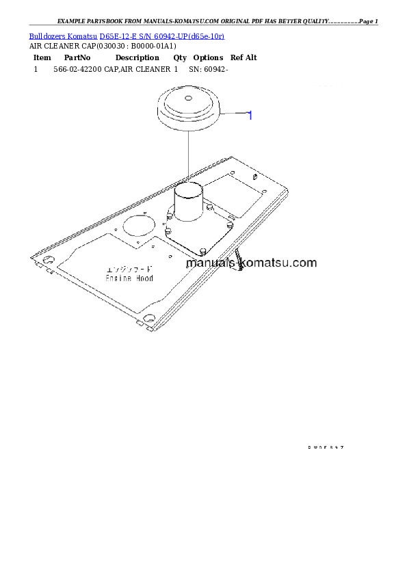 D65E-12-E S/N 60942-UP Partsbook