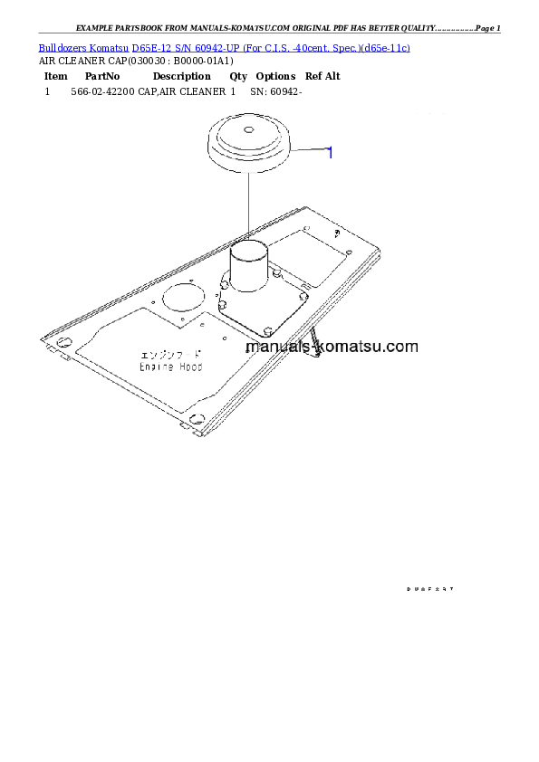 D65E-12 S/N 60942-UP (For C.I.S. -40cent. Spec.) Partsbook