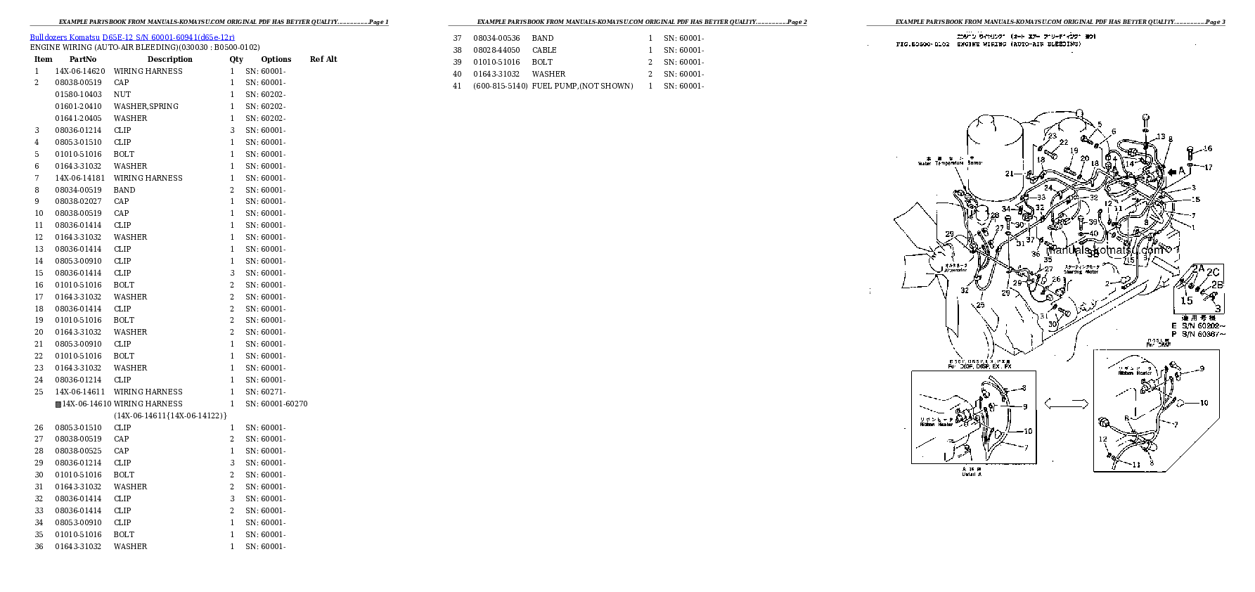 D65E-12 S/N 60001-60941 Partsbook