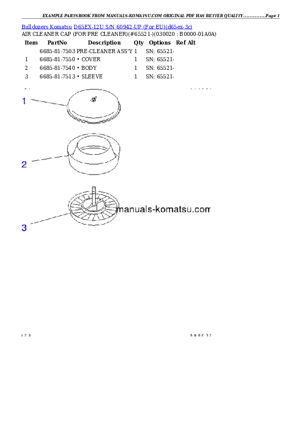 D65EX-12U S/N 60942-UP (For EU) Partsbook