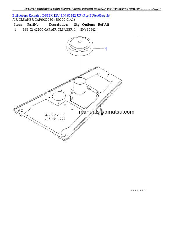 D65EX-12U S/N 60942-UP (For EU) Partsbook