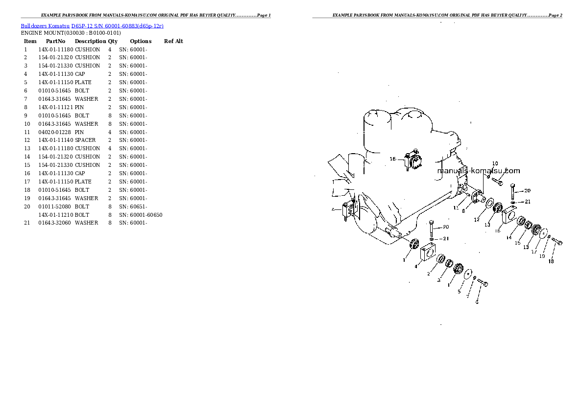 D65P-12 S/N 60001-60883 Partsbook