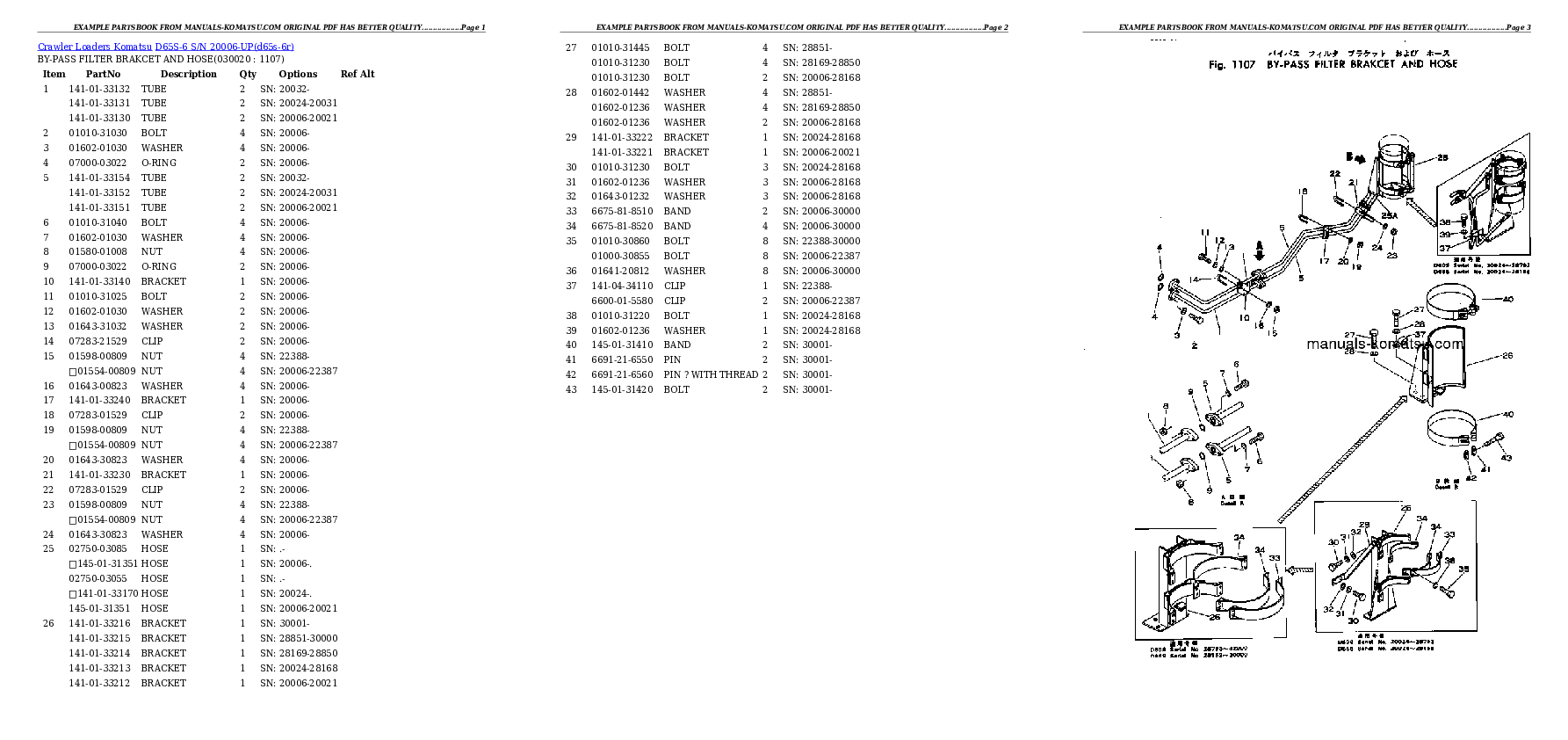 D65S-6 S/N 20006-UP Partsbook