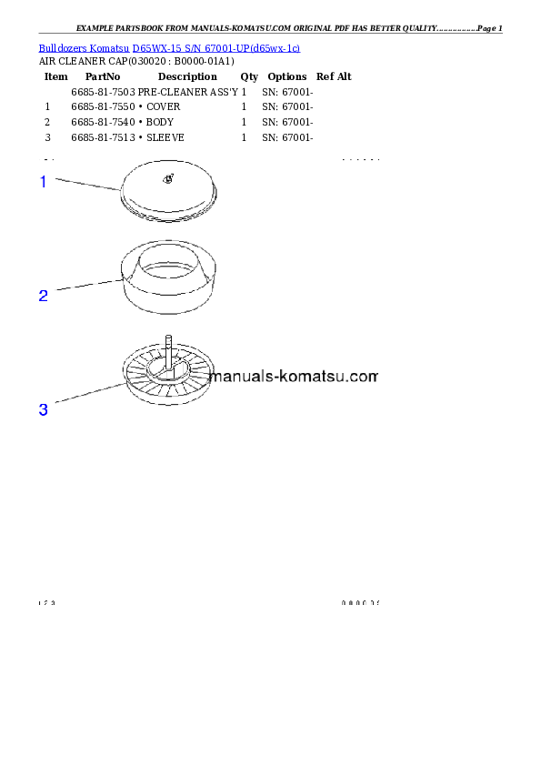 D65WX-15 S/N 67001-UP Partsbook