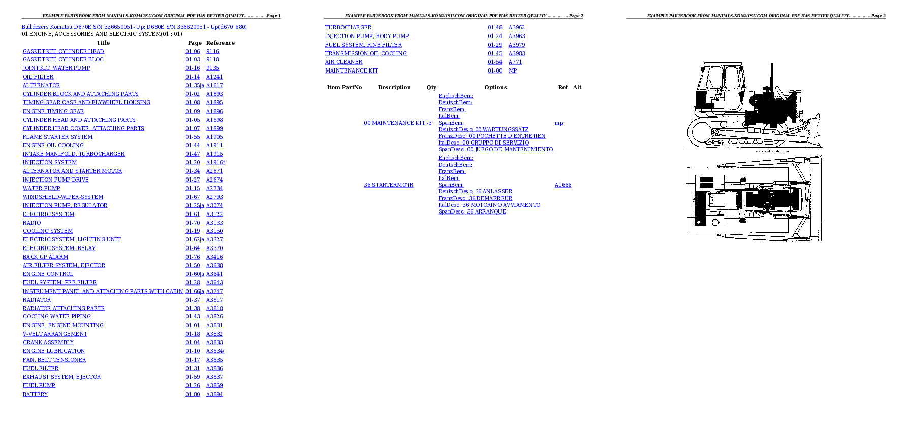 D670E S/N 336650051- Up; D680E S/N 336620051 - Up Partsbook