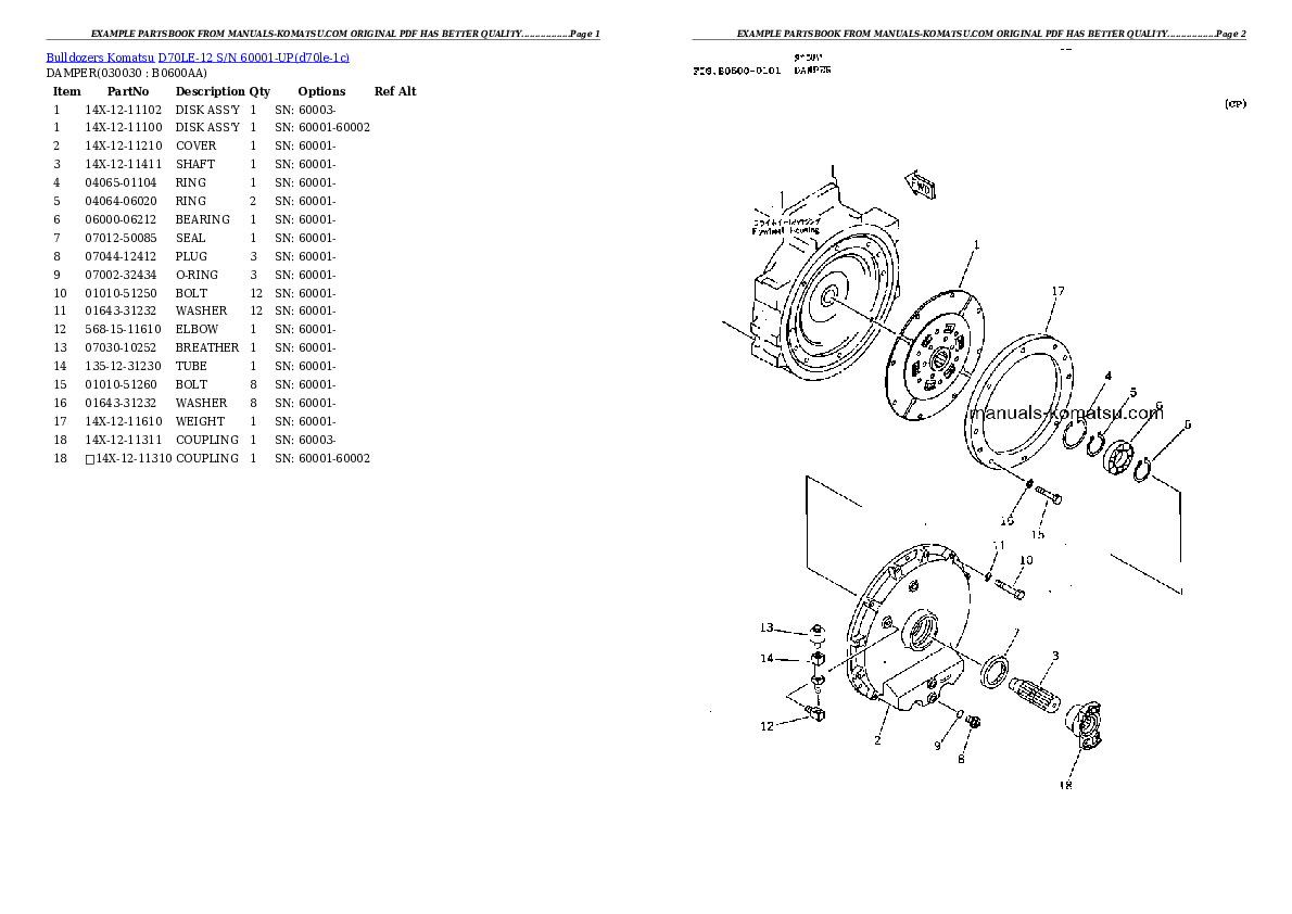 D70LE-12 S/N 60001-UP Partsbook