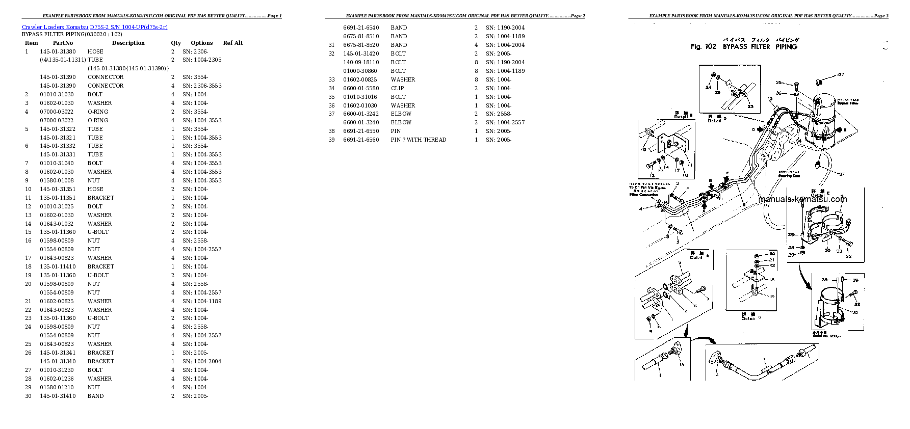 D75S-2 S/N 1004-UP Partsbook