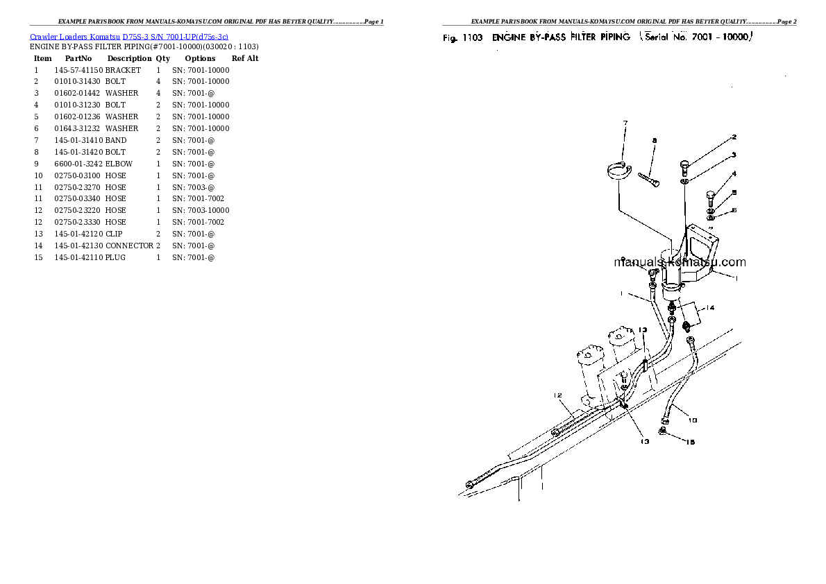 D75S-3 S/N 7001-UP Partsbook