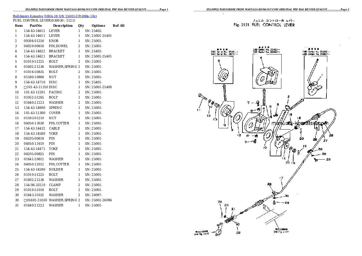 D80A-18 S/N 25001-UP Partsbook