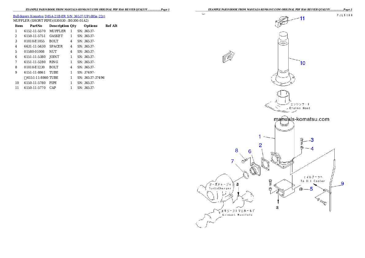 D85A-21B-ER S/N 36537-UP Partsbook