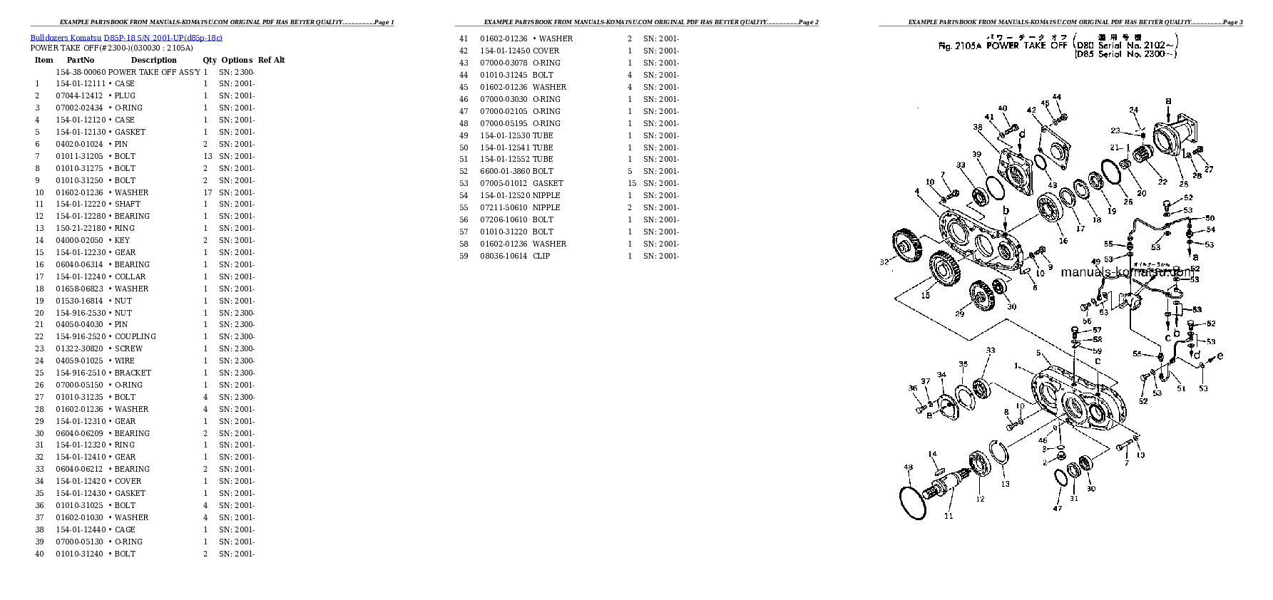 D85P-18 S/N 2001-UP Partsbook