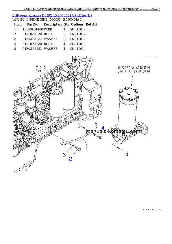 D85PX-15 S/N 1001-UP Partsbook