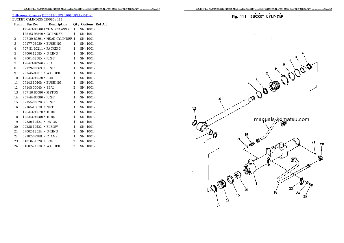 DBB041-1 S/N 1001-UP Partsbook