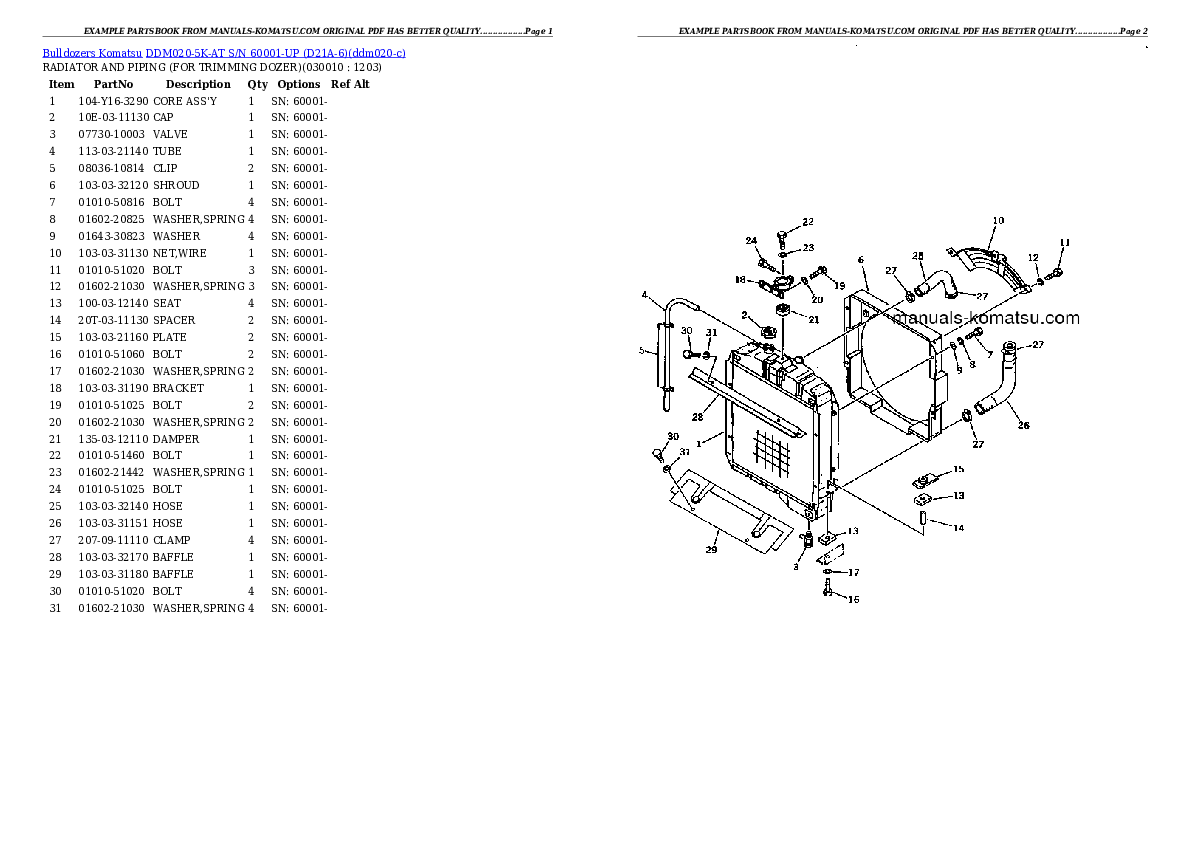 DDM020-5K-AT S/N 60001-UP (D21A-6) Partsbook