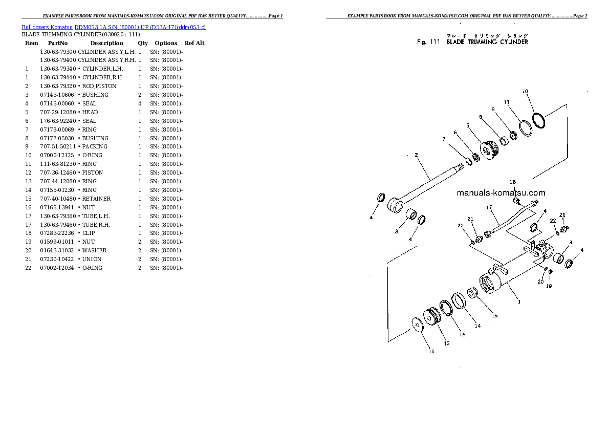 DDM053-1A S/N (80001)-UP (D53A-17) Partsbook