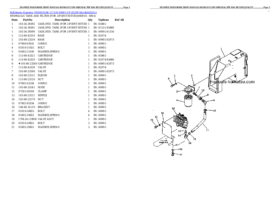 DNH020-6K-1C S/N 60001-UP (D20P-6A) Partsbook