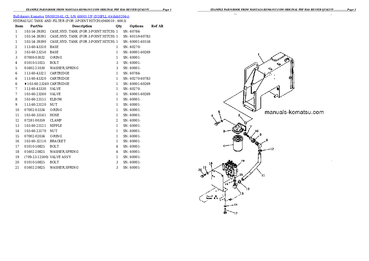 DNH020-6L-CL S/N 60001-UP (D20PLL-6) Partsbook