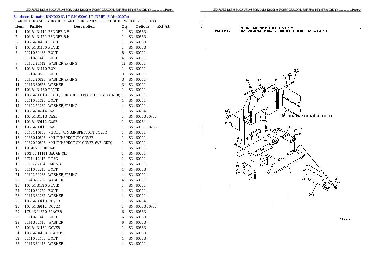 DNH020-6L-LT S/N 60001-UP (D21PL-6) Partsbook