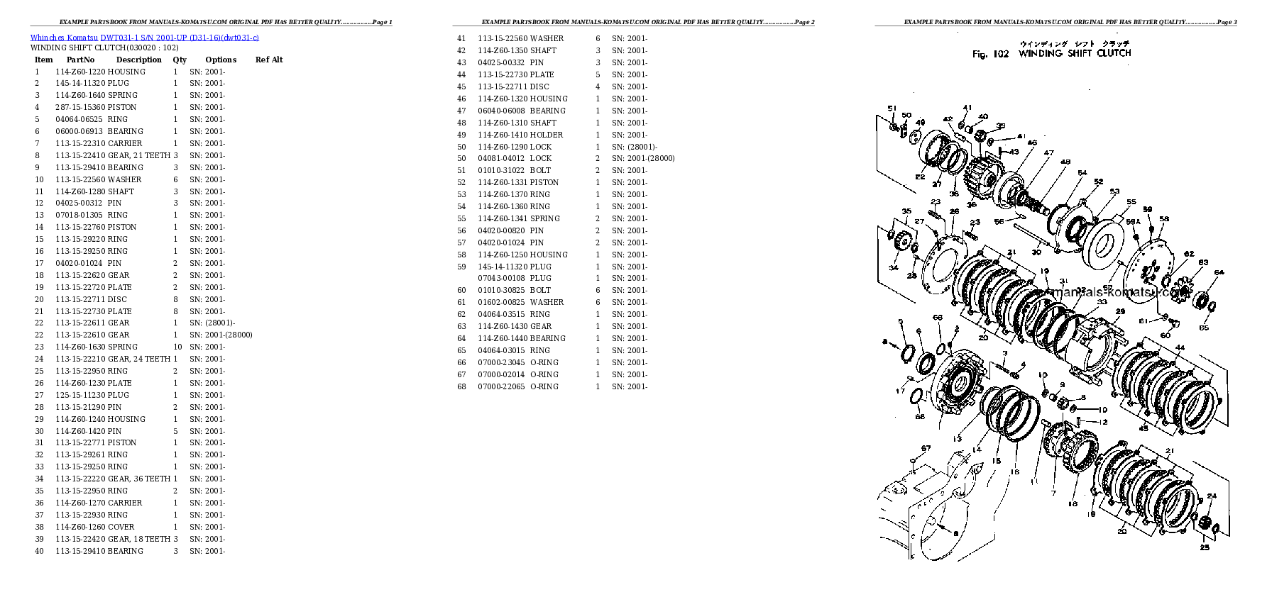 DWT031-1 S/N 2001-UP (D31-16) Partsbook