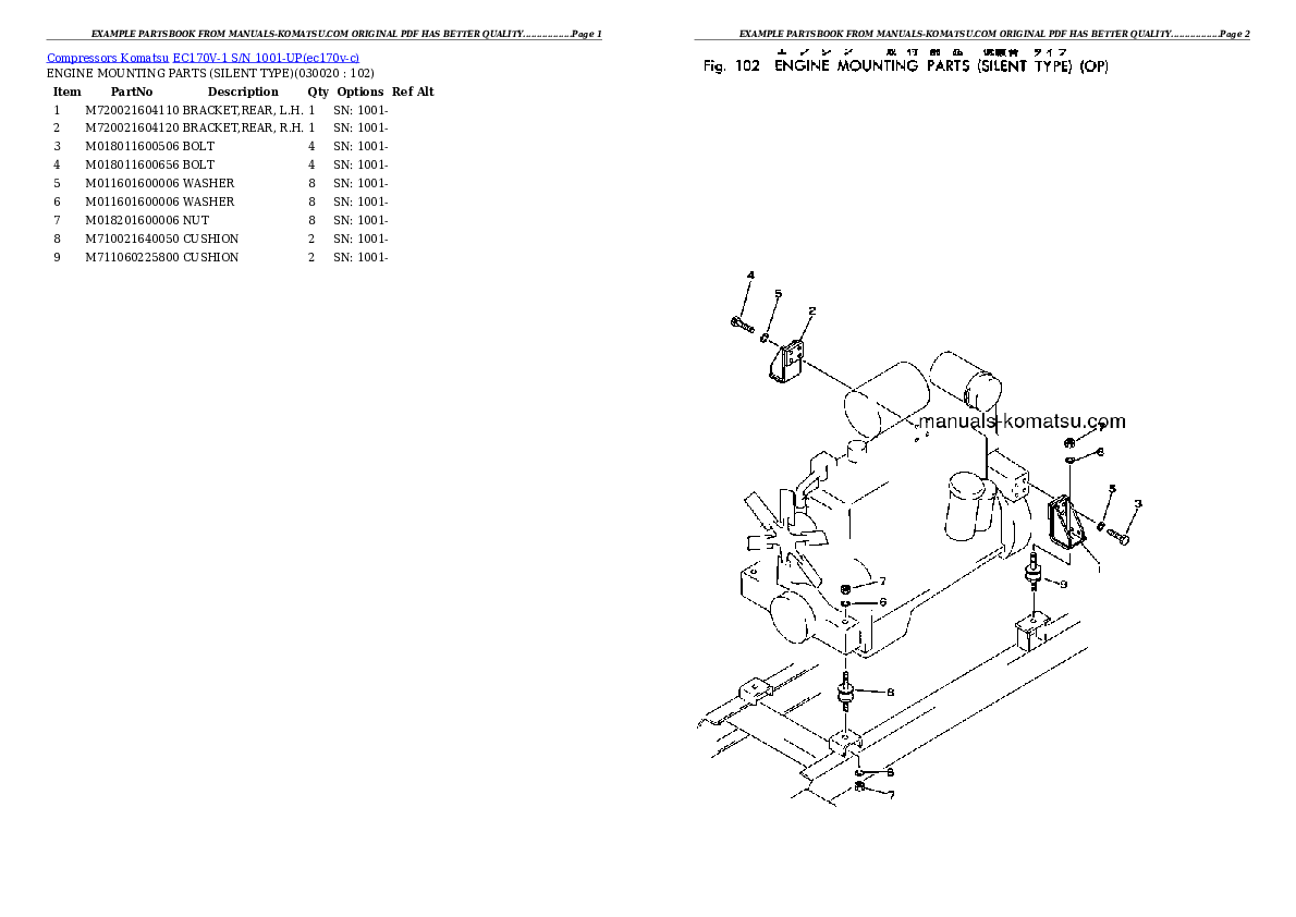 EC170V-1 S/N 1001-UP Partsbook