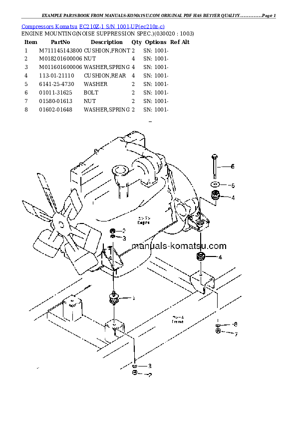 EC210Z-1 S/N 1001-UP Partsbook