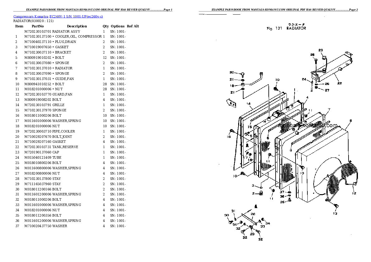 EC260V-1 S/N 1001-UP Partsbook