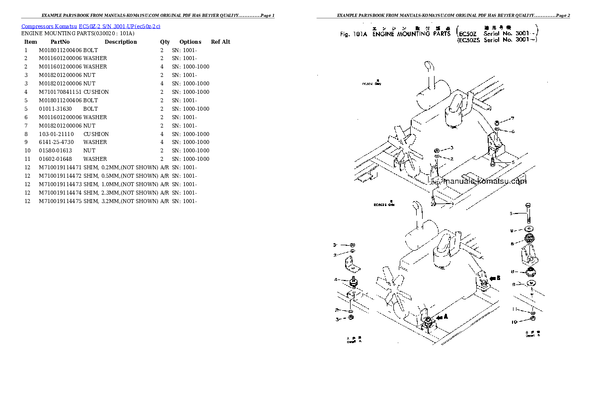 EC50Z-2 S/N 3001-UP Partsbook