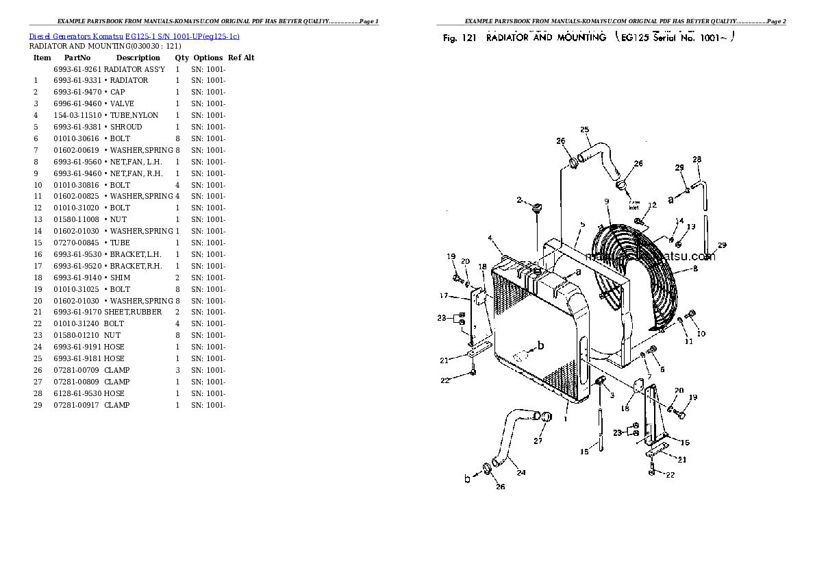 EG125-1 S/N 1001-UP Partsbook