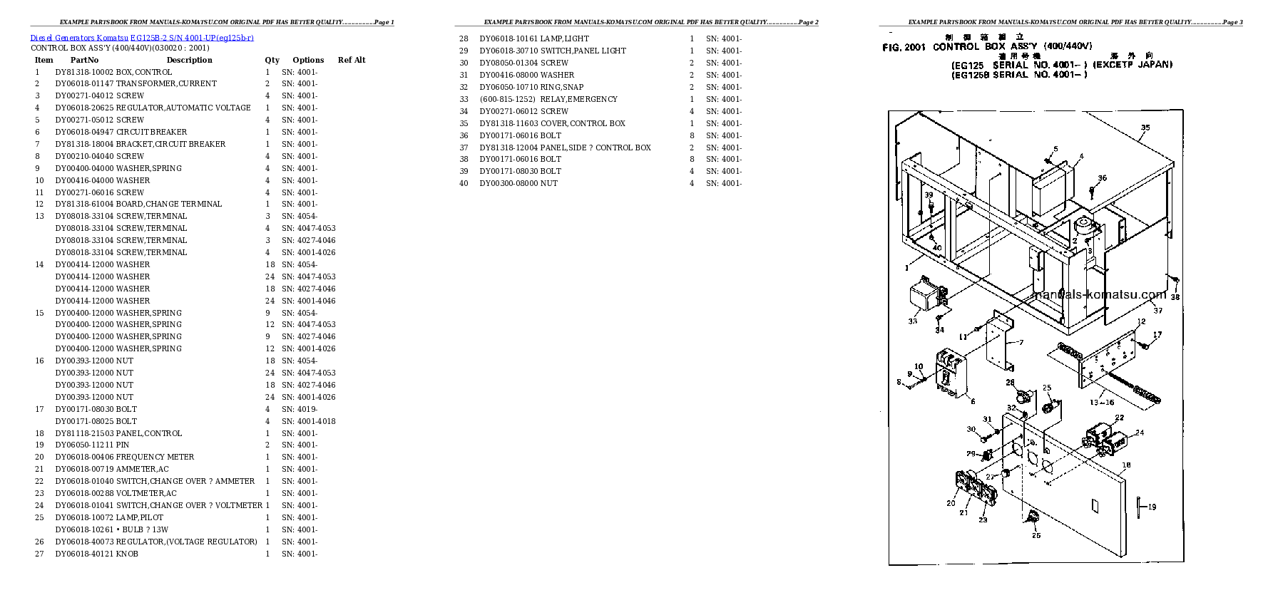 EG125B-2 S/N 4001-UP Partsbook