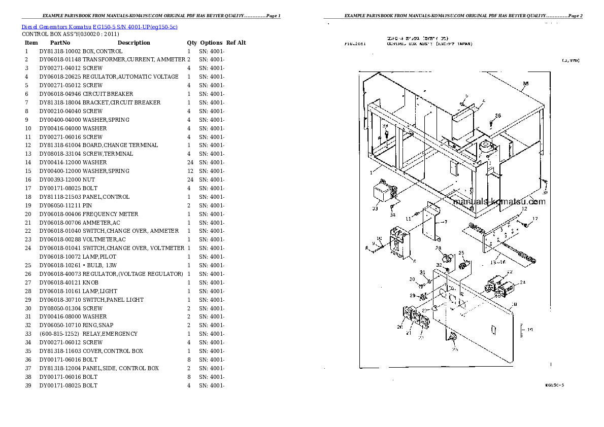 EG150-5 S/N 4001-UP Partsbook